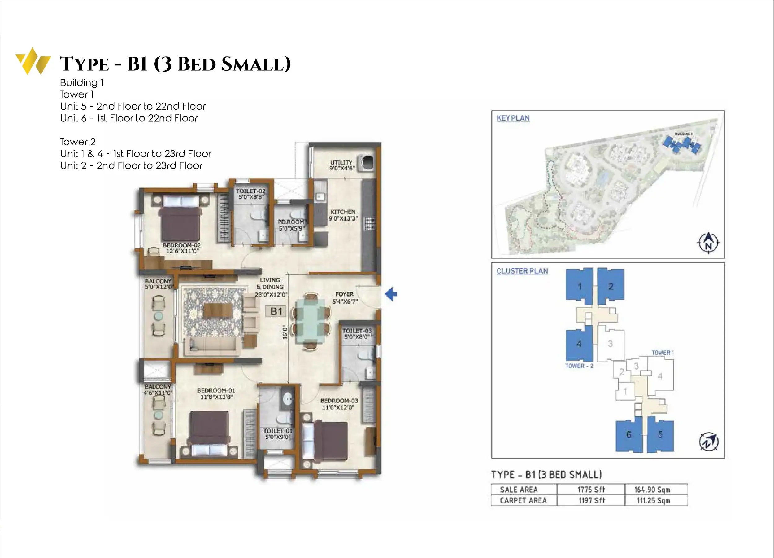 3 BHK Floor Plan