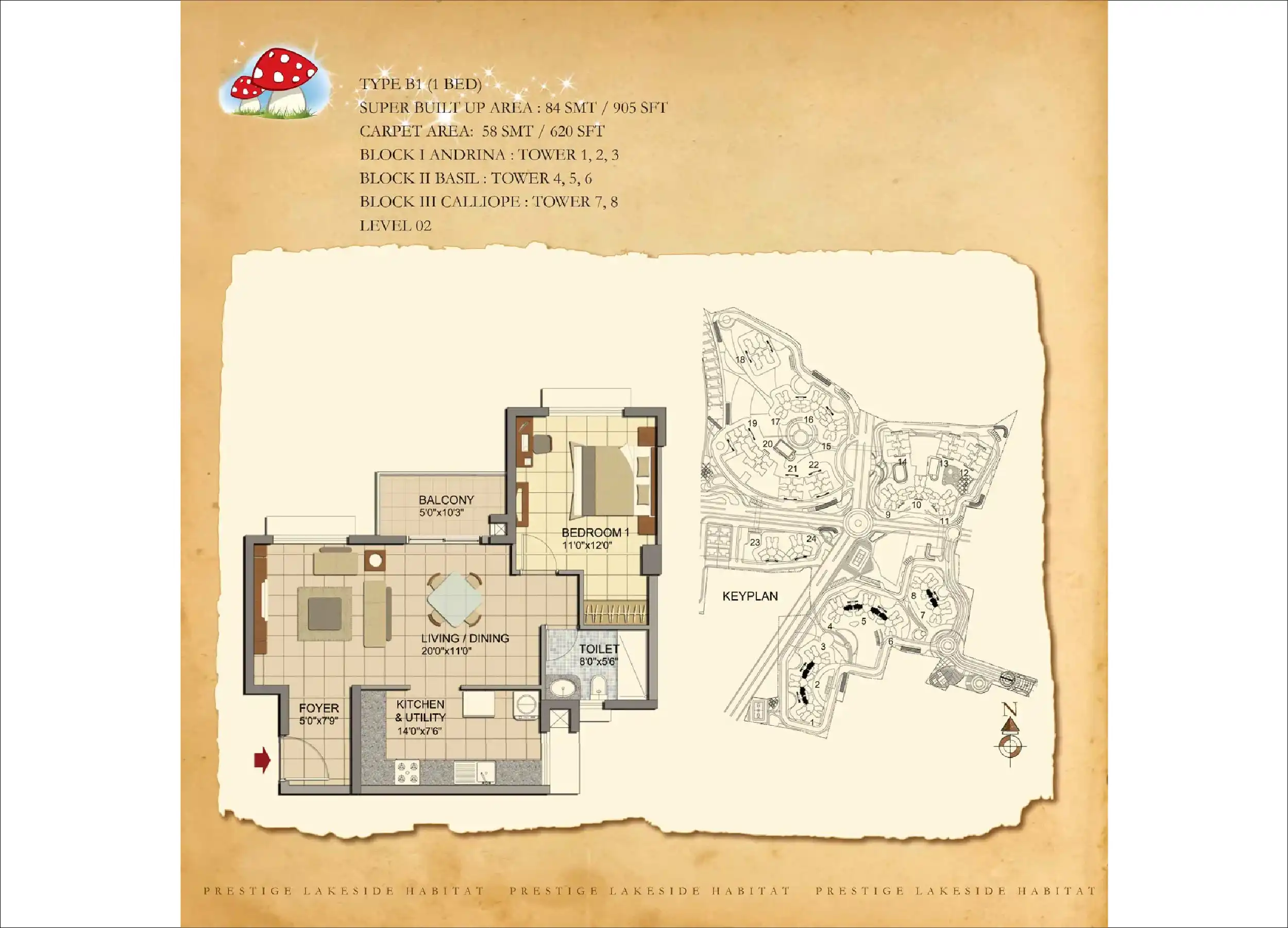 1 BHK Floor Plan