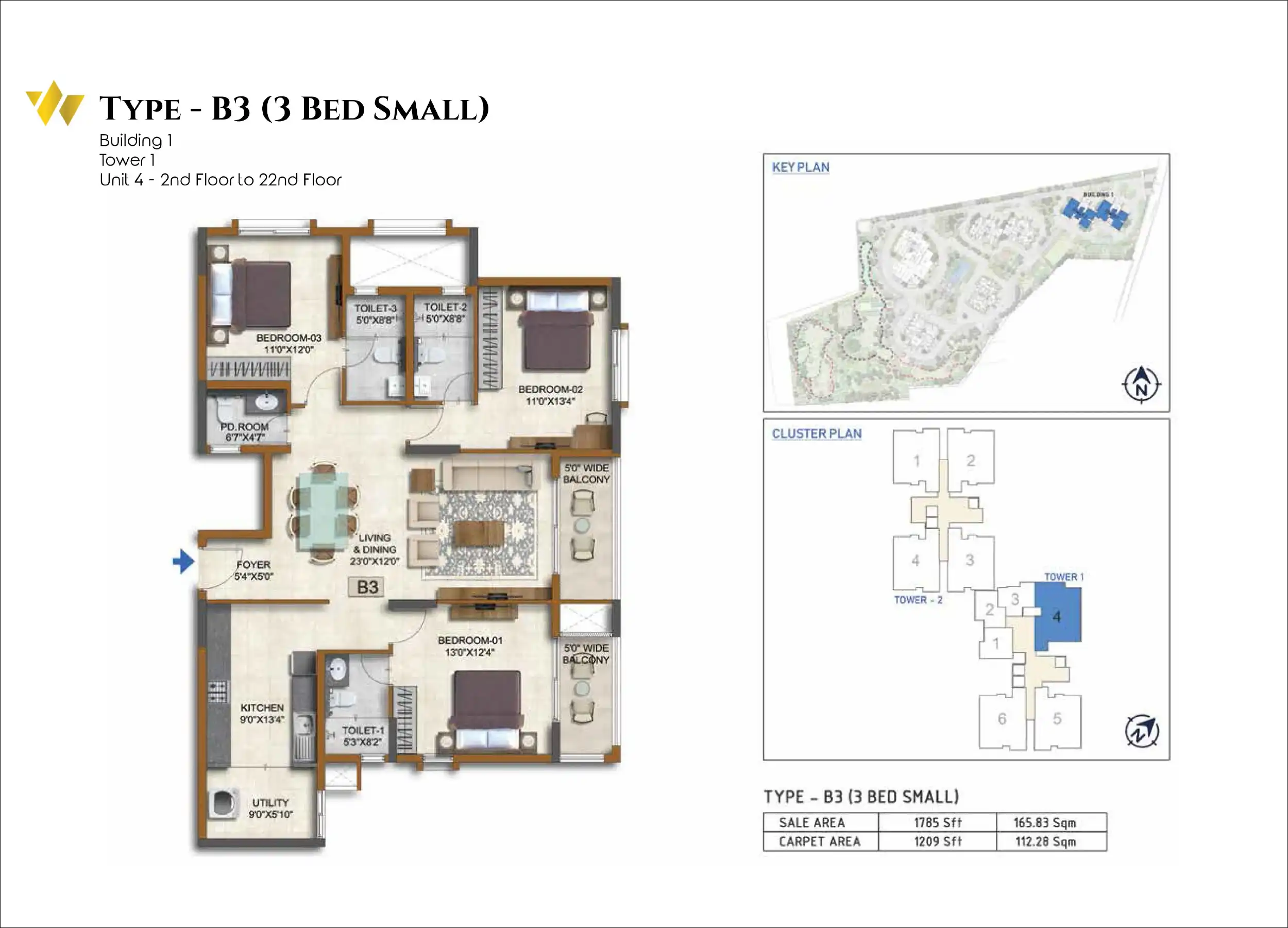 3 BHK Floor Plan