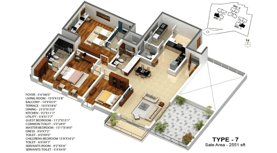3 BHK Floor Plan