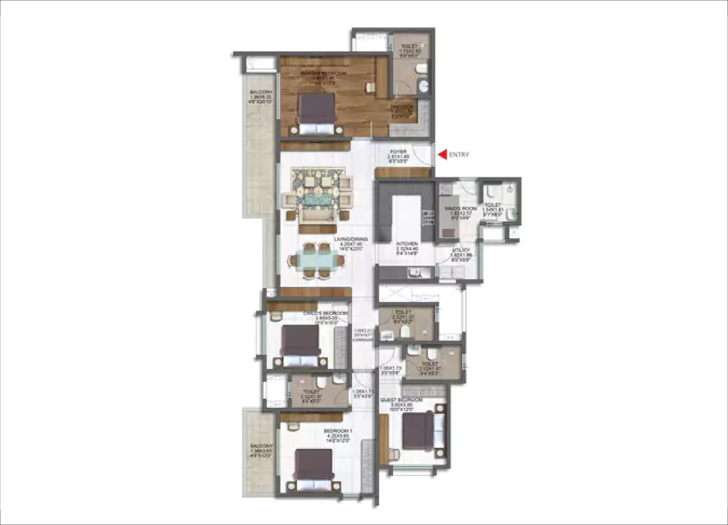 4 BHK Floor Plan