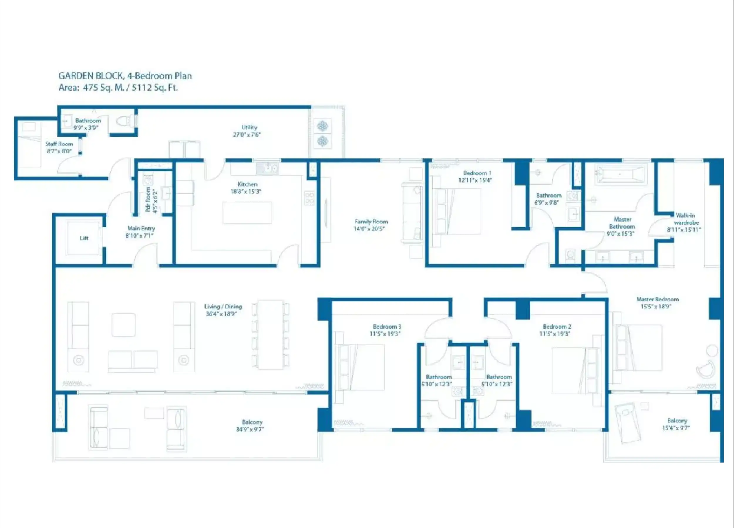 4 BHK Floor Plan