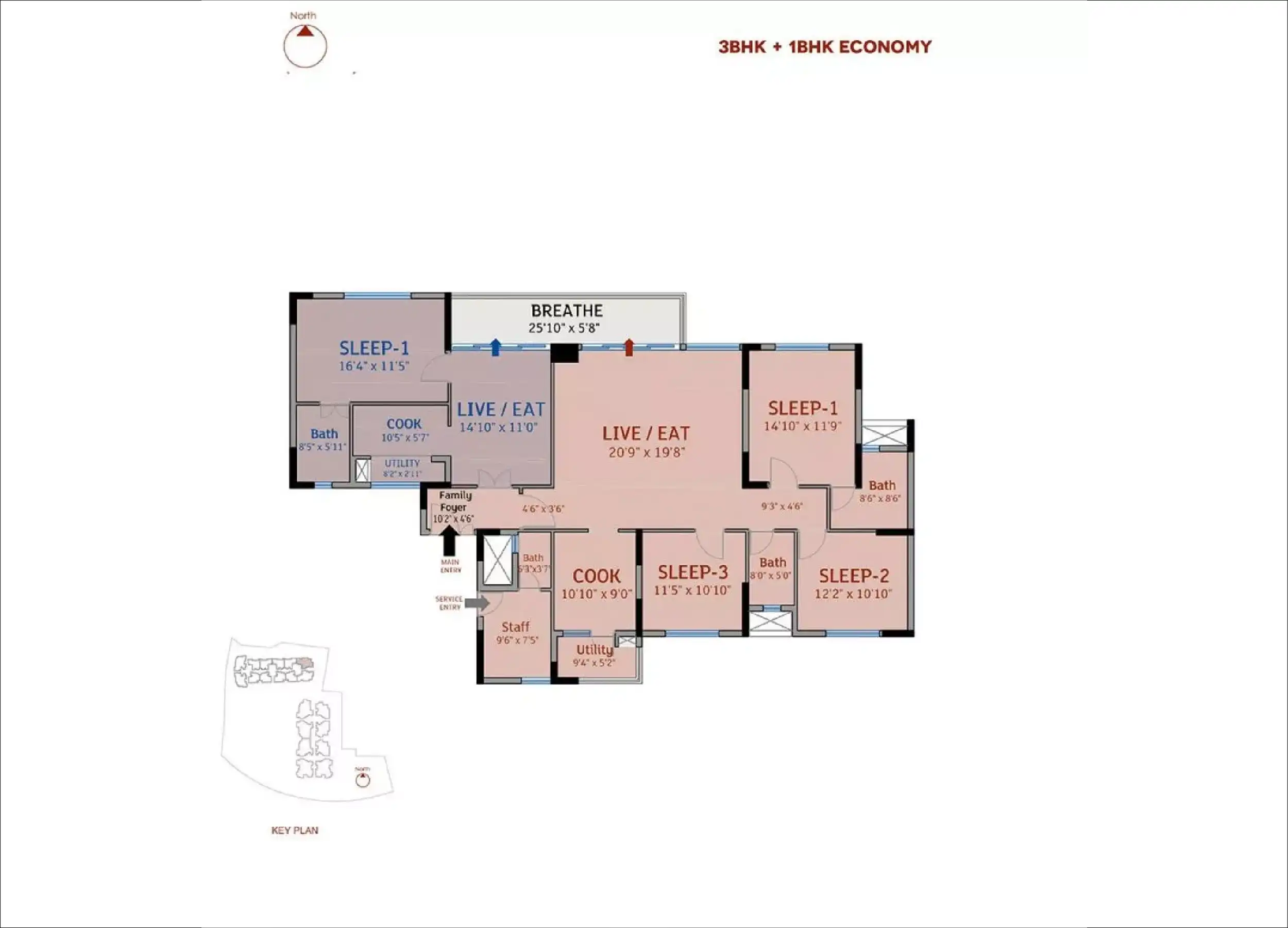 3 BHK Floor Plan