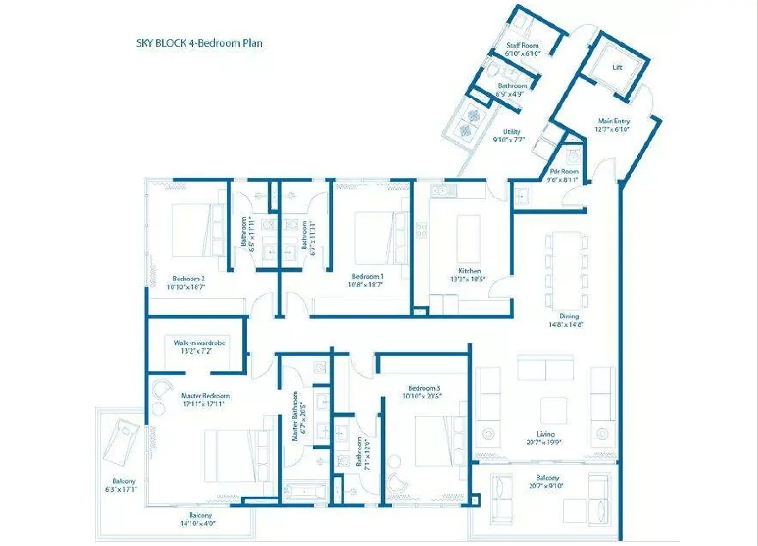 4 BHK Floor Plan