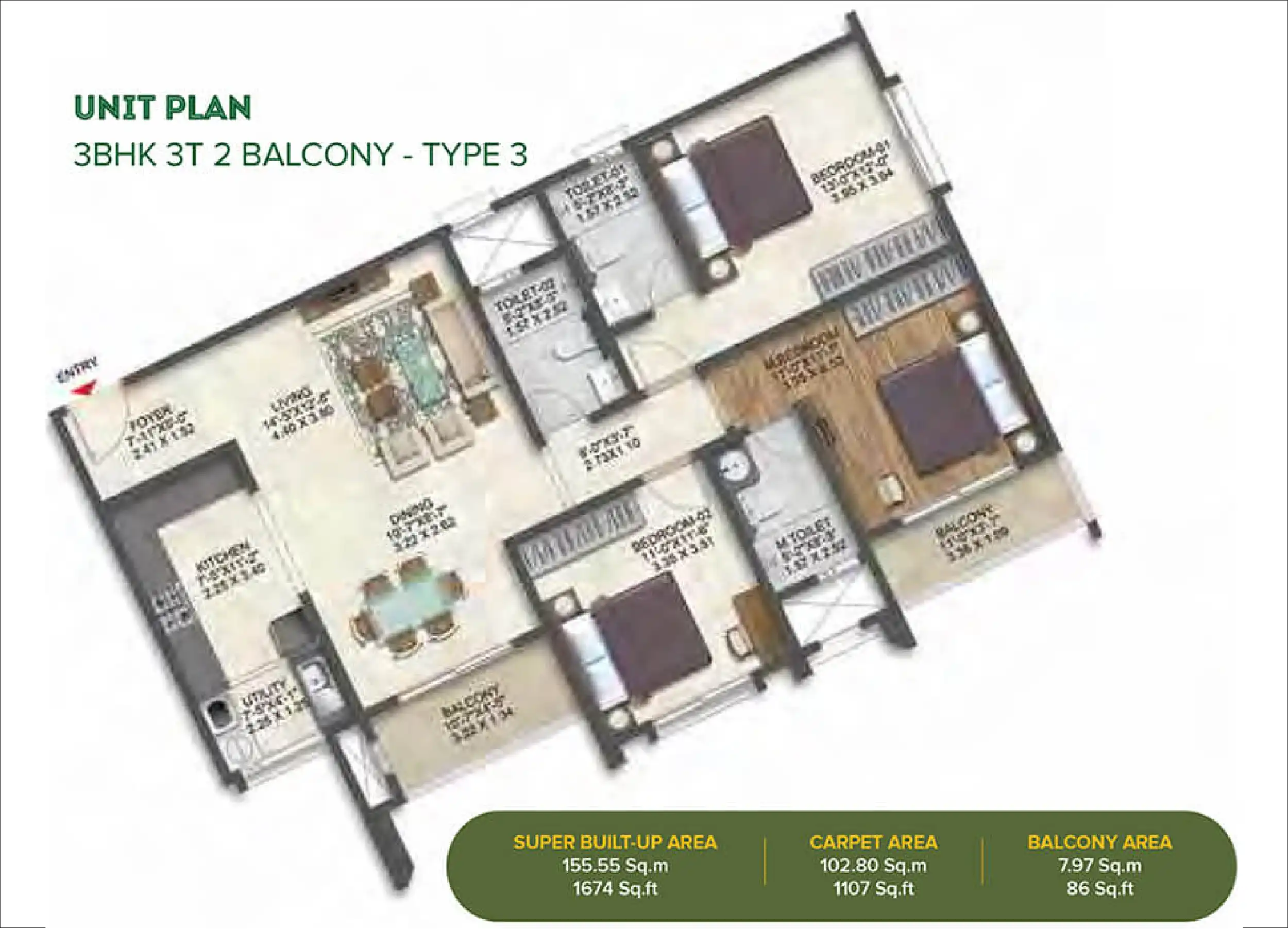 3 BHK Floor Plan