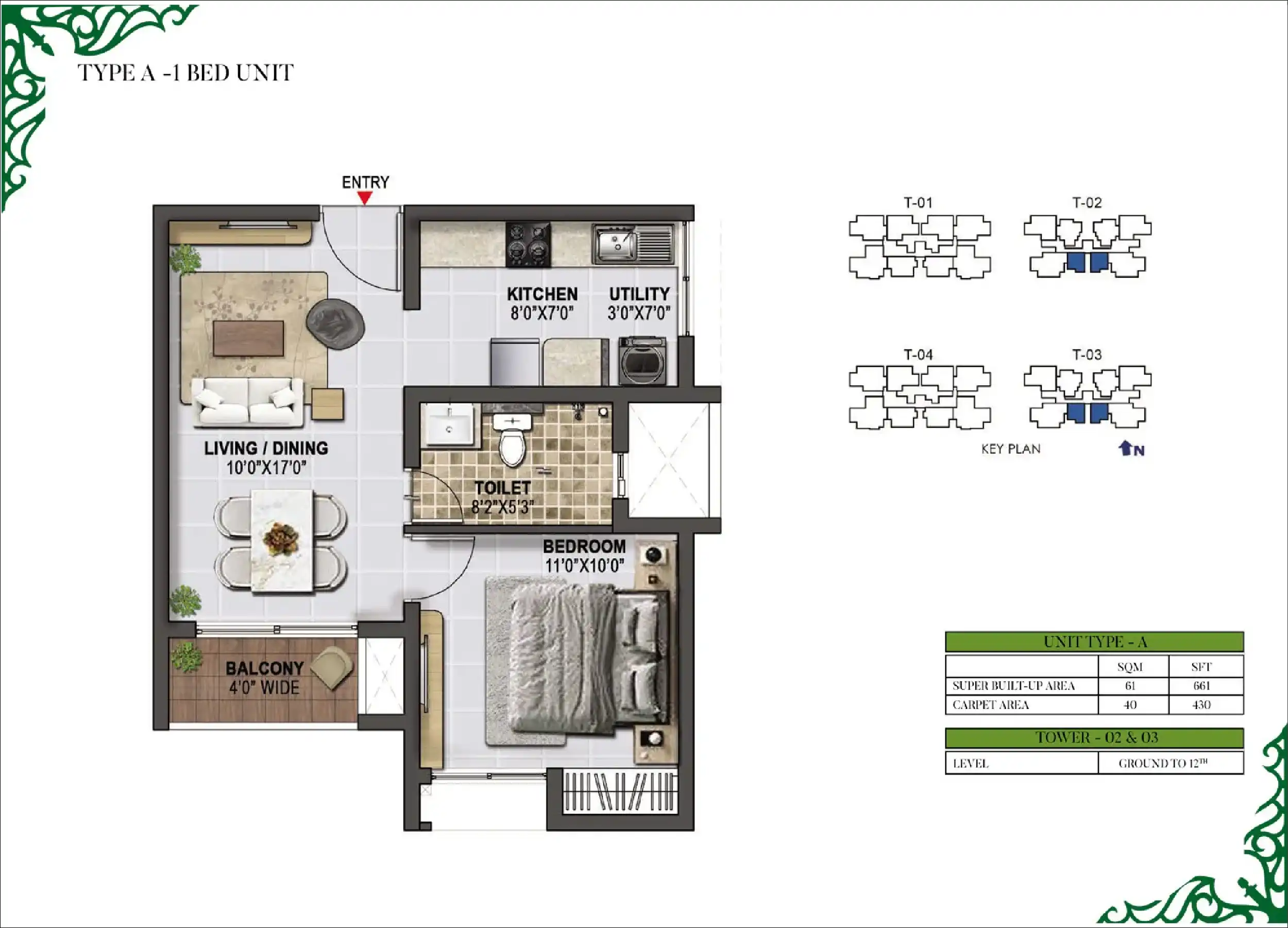1 BHK Floor Plan