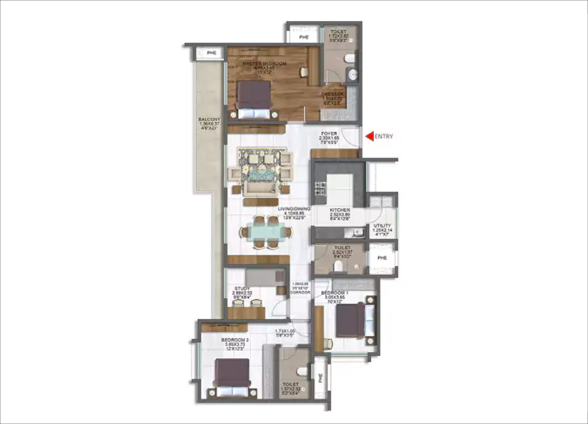 3 BHK Floor Plan