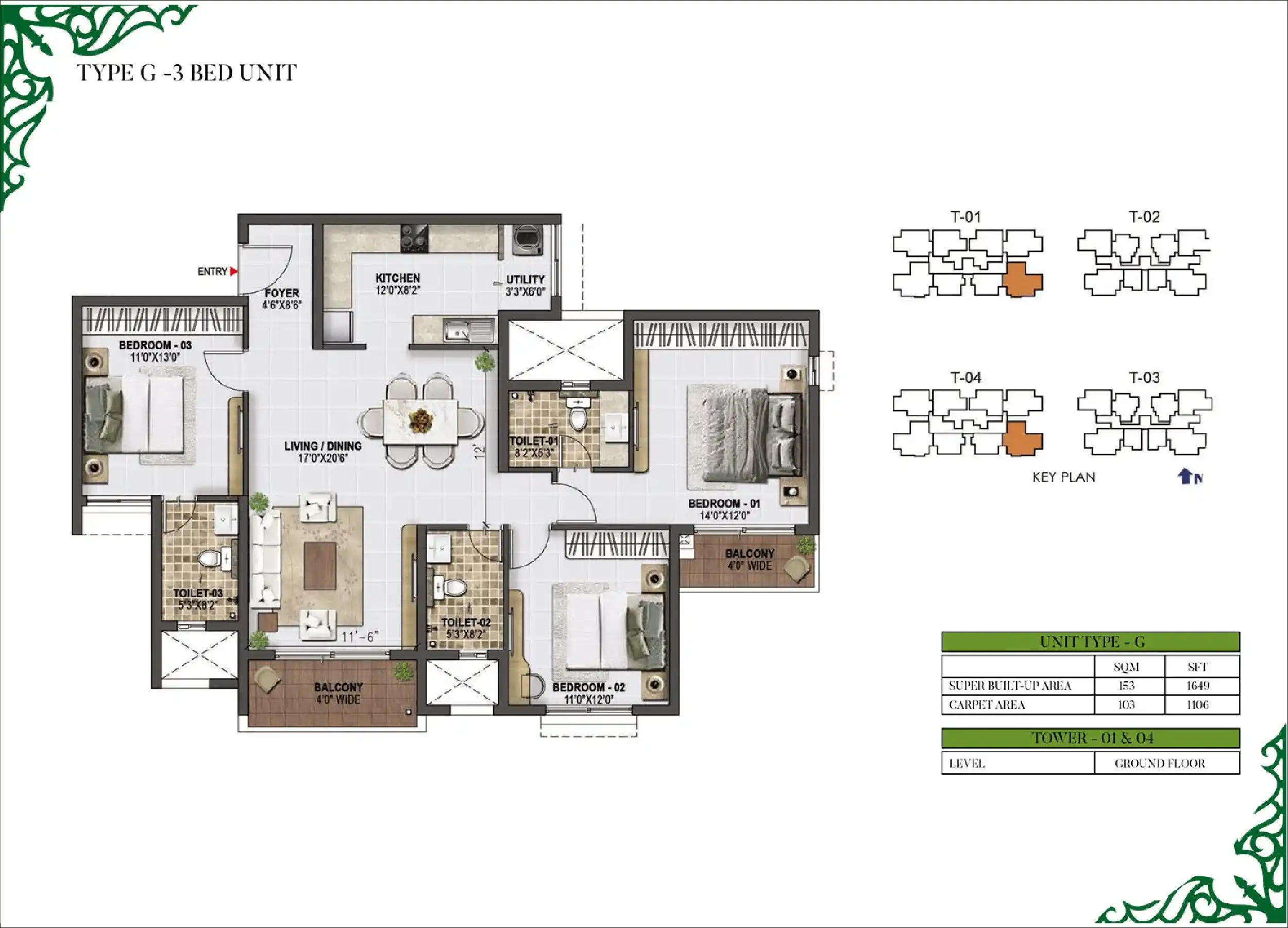3 BHK Floor Plan
