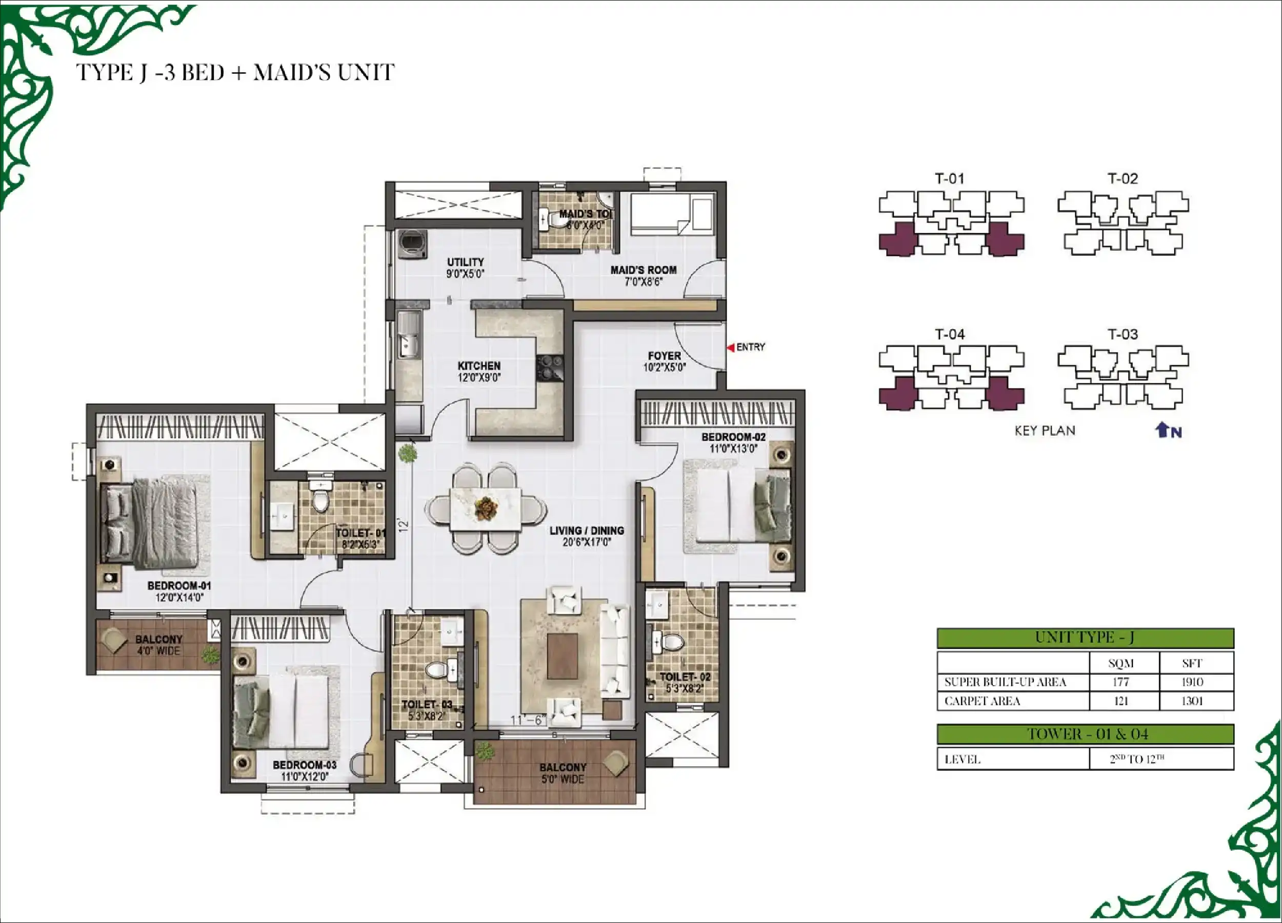 3 BHK Floor Plan