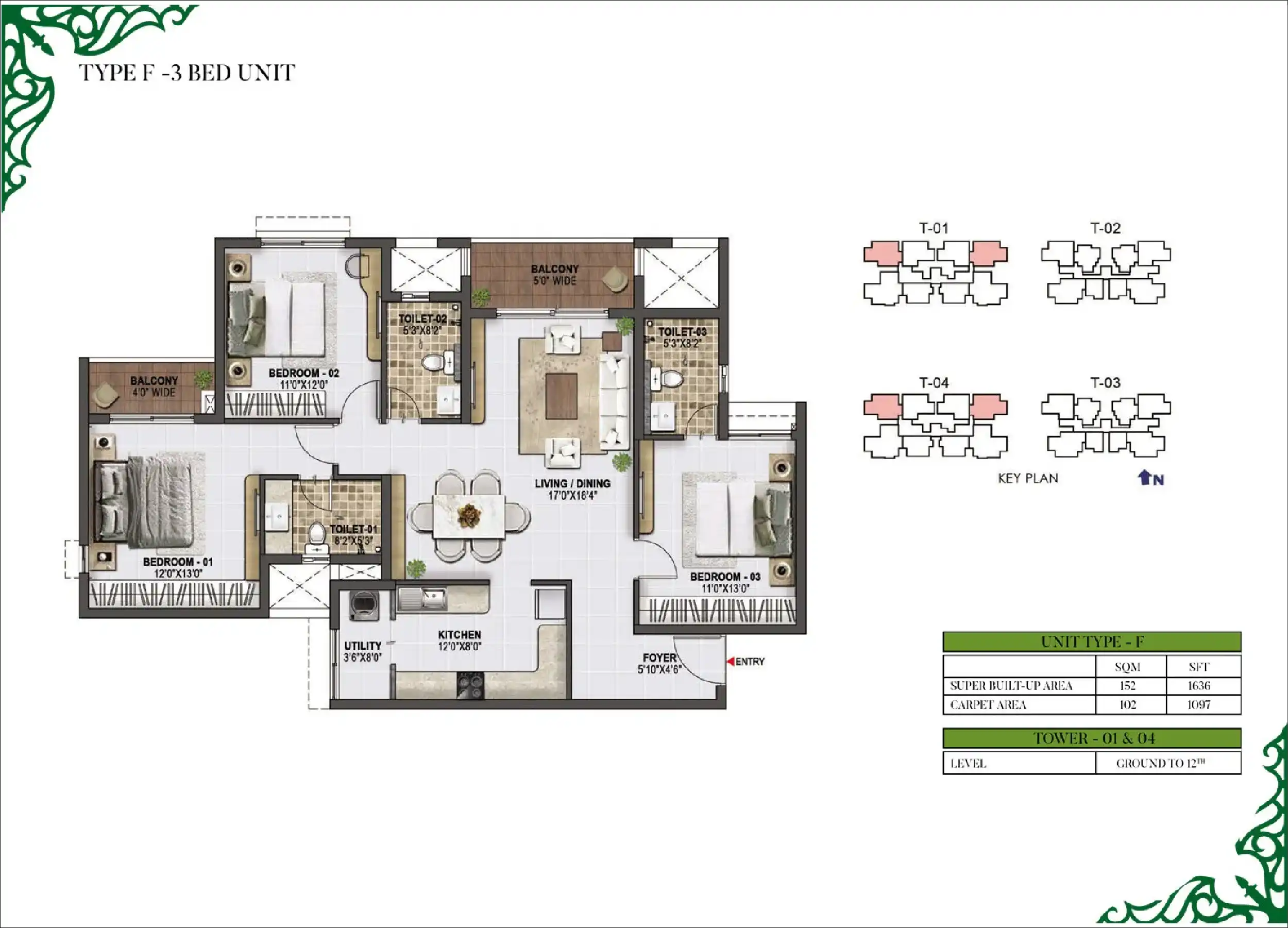 3 BHK Floor Plan