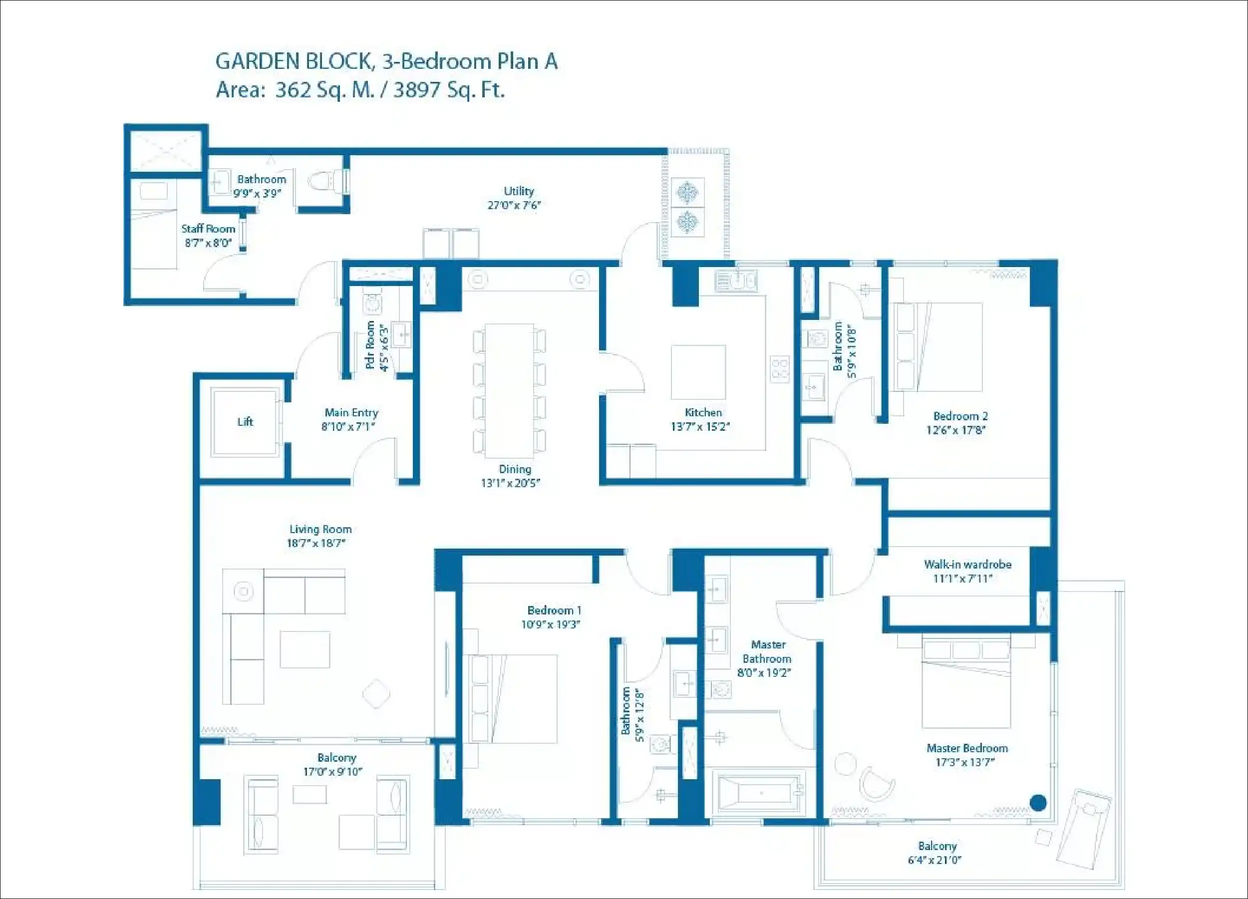 3 BHK Floor Plan