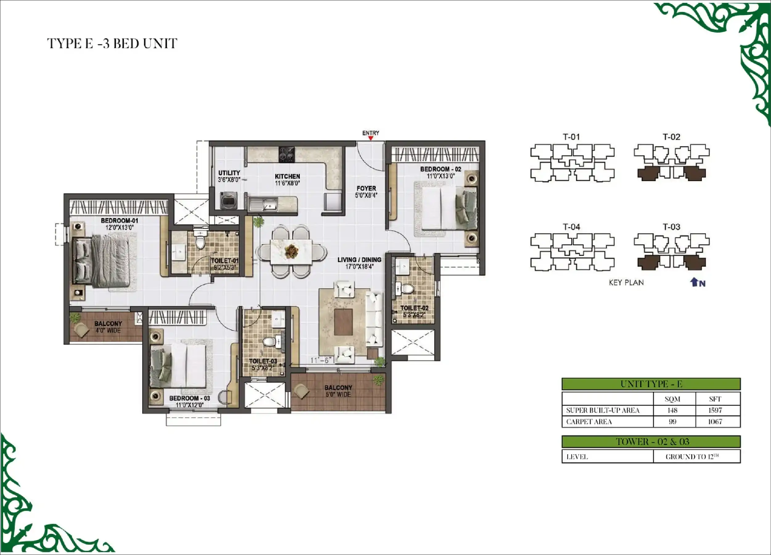 3 BHK Floor Plan