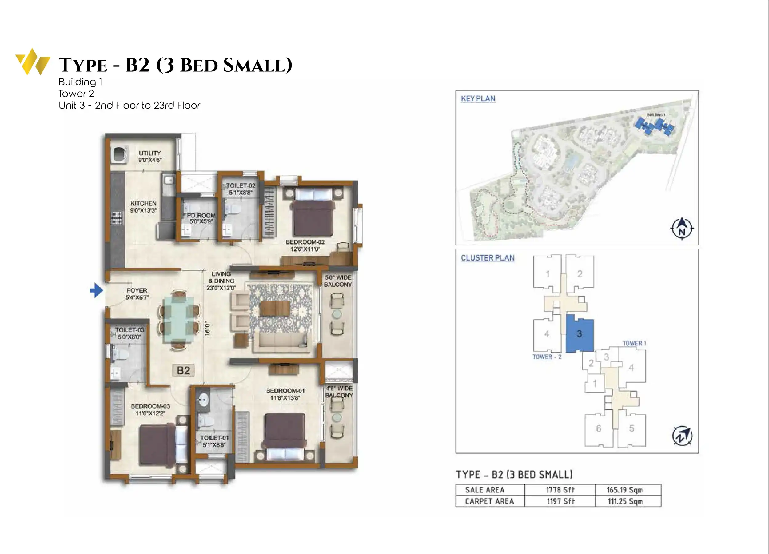 3 BHK Floor Plan